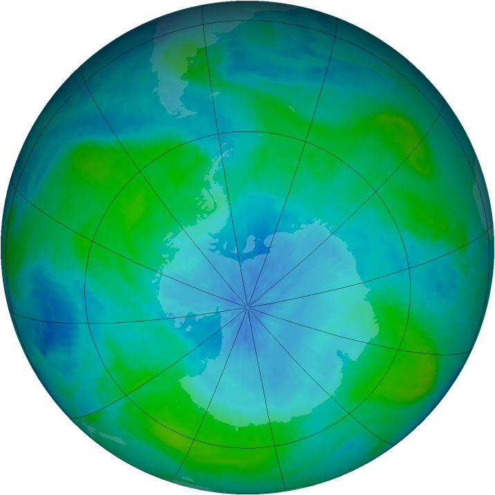 Antarctic ozone map for 15 February 2003